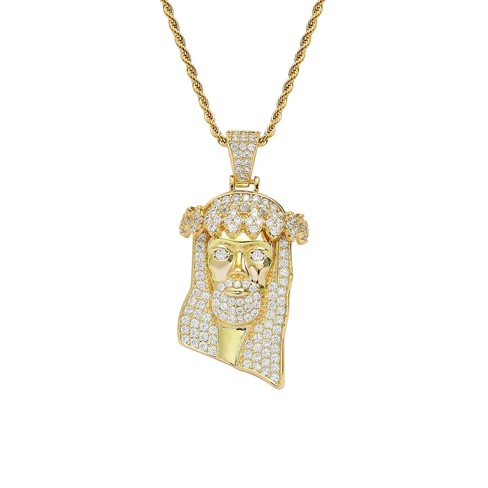 CN339  Brass Prong Setting Zircon  Pendants Iced Out Hip Hop CZ Necklace Bling Bling Jewelry