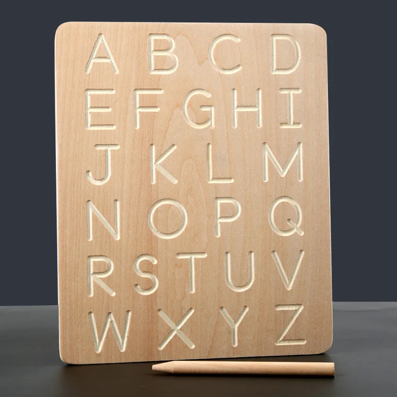 Children's Early Education Alphabet Wooden Writing Board Wooden Letters Practicing Board Double-Sided Alphabet Tracing