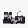 Custom logo Cardboard Black Luxury Perfume Box Lid and Base with Ribbon
