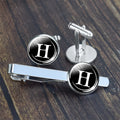 Personalized Alphabet A-Z  Cufflinks and Tie Clip Set With Gift Box Good Quality Initial Letter Cuff Links for Men