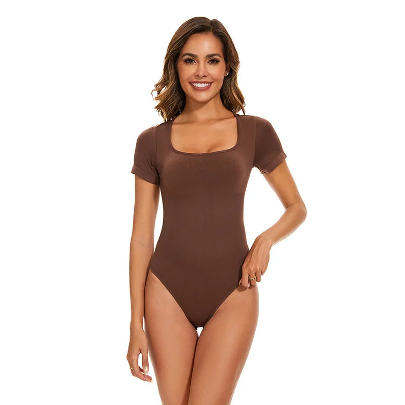 Hot Selling Fitness Yoga Wear Square Shaped Neck Shapewear One Piece Bodysuits Tummy Control Panties Seamless Shaper for Women