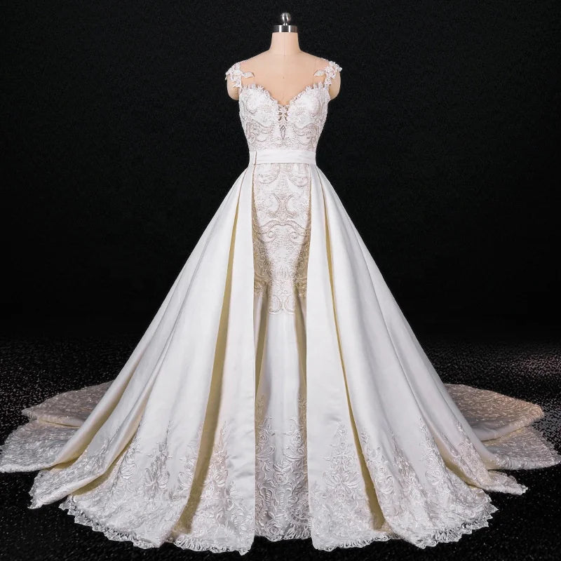 Jancember LSDZ18 2020 Sexy Off Shoulder Detachable Skirt Wedding Dress Mermaid