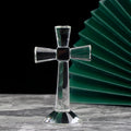 Hot Sell Clear Crystal Cross Glass Standing Cross Model Church Baptism Souvenirs Gifts