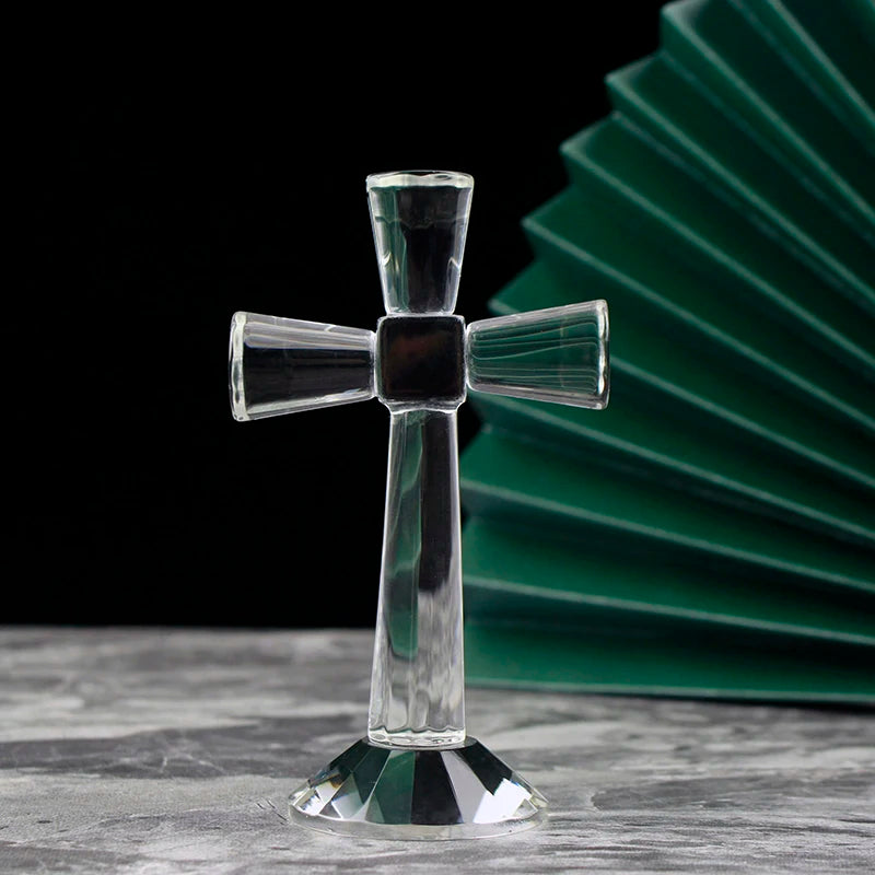 Hot Sell Clear Crystal Cross Glass Standing Cross Model Church Baptism Souvenirs Gifts