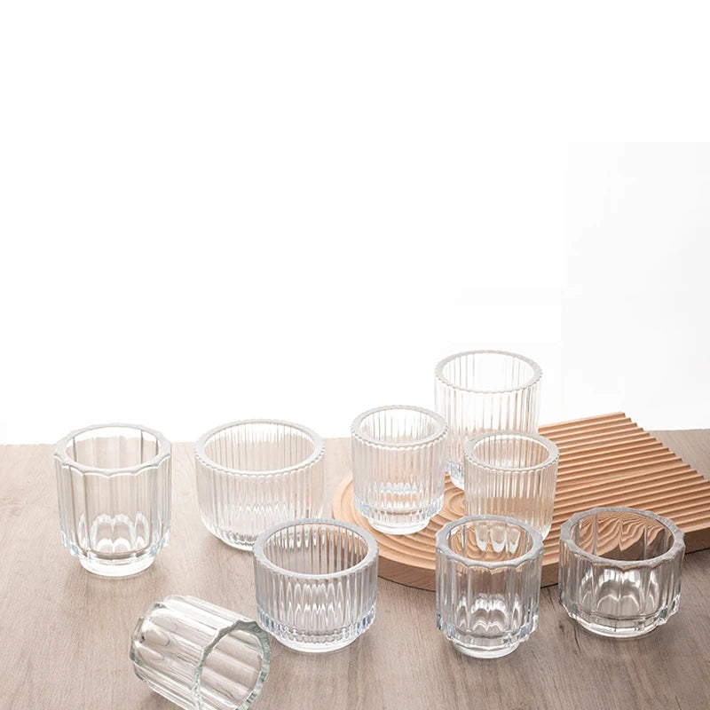 Thick Wall Heavy Bottom Cylinder Glass Candle Holders with Screen Printing