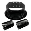 Hot Sale Black Color Trendy African Jewelry Set Statement Chunky Leather Choker Necklace Adjustable Round Cuff Bracelet 3Pcs/Set