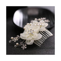 Luxury Bridal Hair Accessories Wedding Hair Comb Silver-tone Rhinestone Artificial Flower Hair Comb Wedding Headpiece