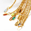 Dainty Women Blue Green Cubic Zirconia Pendant Necklace 14K Gold Plated Emerald Birthstone Necklace for Birthday Gifts