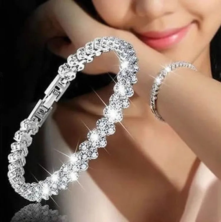Hot Selling Simple Natural Full Diamond Crystal Gemstone Bracelet Women's Zircon Silver Bracelet