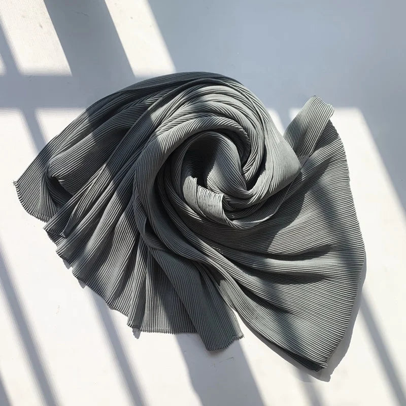 Zifeng OEM Polyester Schal Malaysia Hot Sale Plain Pleated Chiffon Scarf