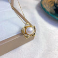 P1068 8-9mm DIY Natural  Freshwater Pearl Charm Pendant Necklace Accessory 925 Sterling Silver Jewelry for Women Without Chain