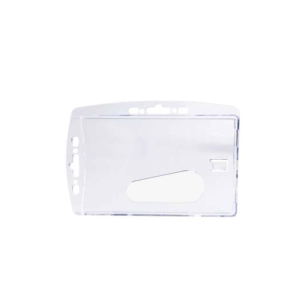 Bestom Two-in-One Horizontal & Vertical Clear PS Plastic Transparent Office ID Badge Card Protector Holder Premium Accessory