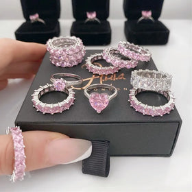 Wholesale High Quality Bling pink Rhinestones Ring