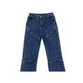 Custom Men Denim Light Wash Mid Waist Casual Breathable Letter Hole Washed Regular Fit Double Knee Straight Studs CARPENTER