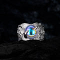 Fine Jewelry Irregular Texture Ring Women's Colorful Moonstone Ring 925 Sterling Silver High Quality CLASSIC Gemstone Rings 5.8g