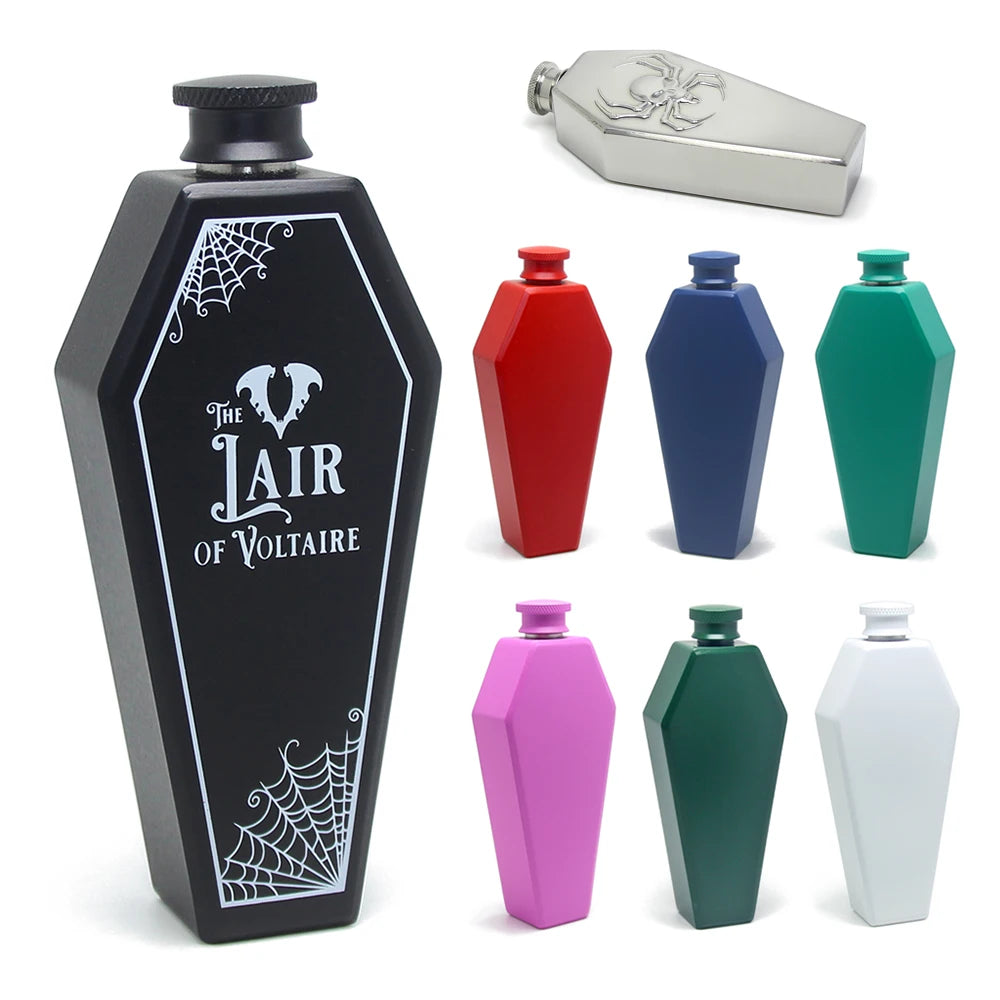 Feng Shui Geomancy Money Success Wealth Gifts Divination Coffin Hip Flask Good Luck Mini Whisky Flagon Metal Travel Coffin Flask