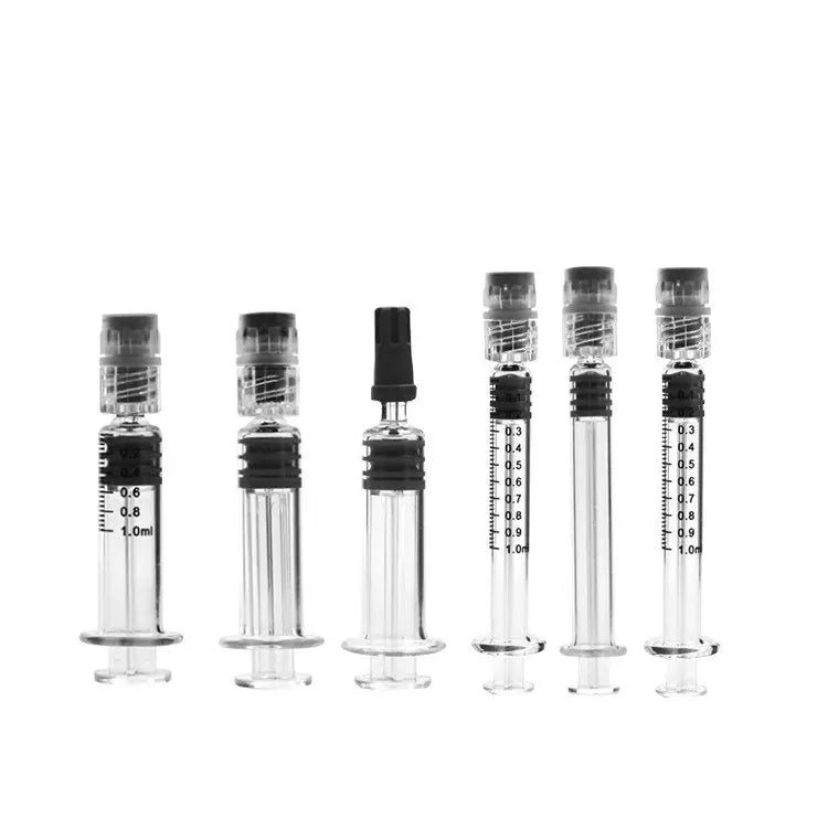 Custom Lab Child-Resistant Gold Plunger Prefill Syringes 1ml 2.25ml 3ml 5ml 10ml Glass Bottles with Luer Caps Luer Lock