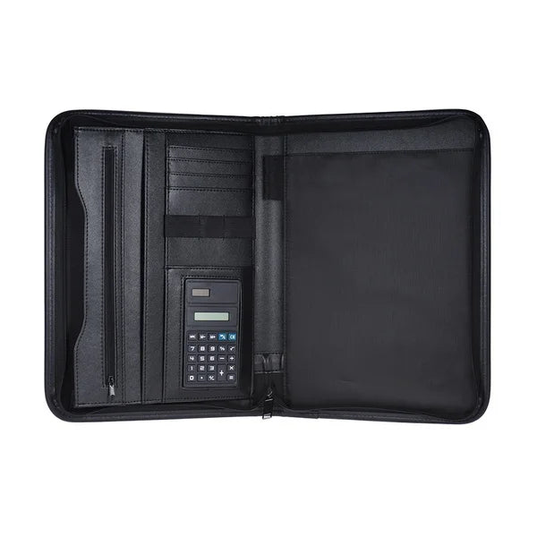 Wholesale AMPLEER Padfolio Portfolio Zipper Binder Leather Business Organizer Conference Folder