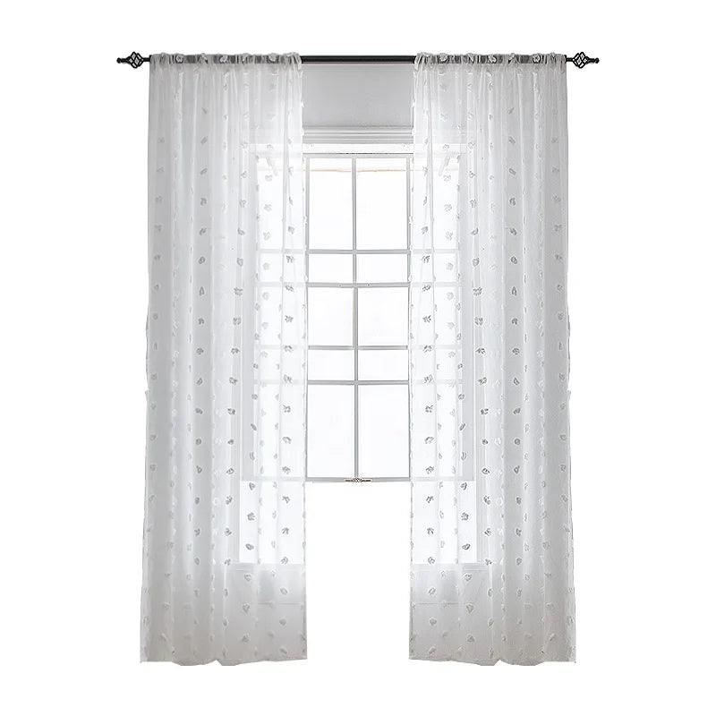 Ins Hot Voile White Rod Pocket Semi Fancy Sheer Curtains White Tufted Sheer Curtains Girls Kid Nursery Decor