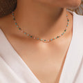 Retro Bohemian Bead Chain Necklace Small Bead Necklace Handmade Green Bead Choker Necklace for Women