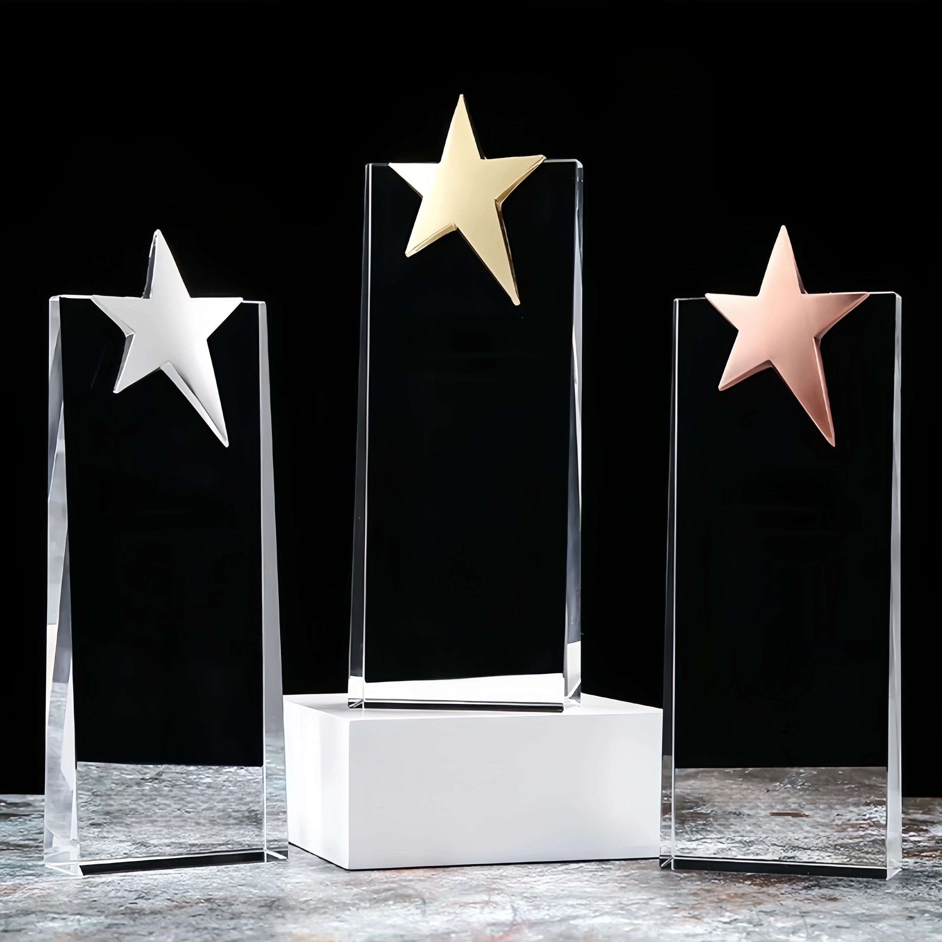 Manufacturer Custom K9 3D Logo Etched Crystal Trophy Award with UV Printing Laser Engraving TV & Movie Style DIY