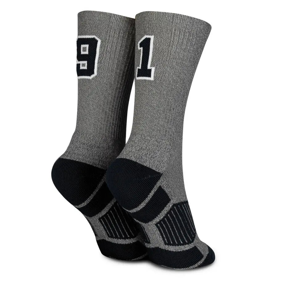 Quality Crew Fashion Team Number Embroidery Kinnting  logo Print  Designer Sport Terry Custom Socks