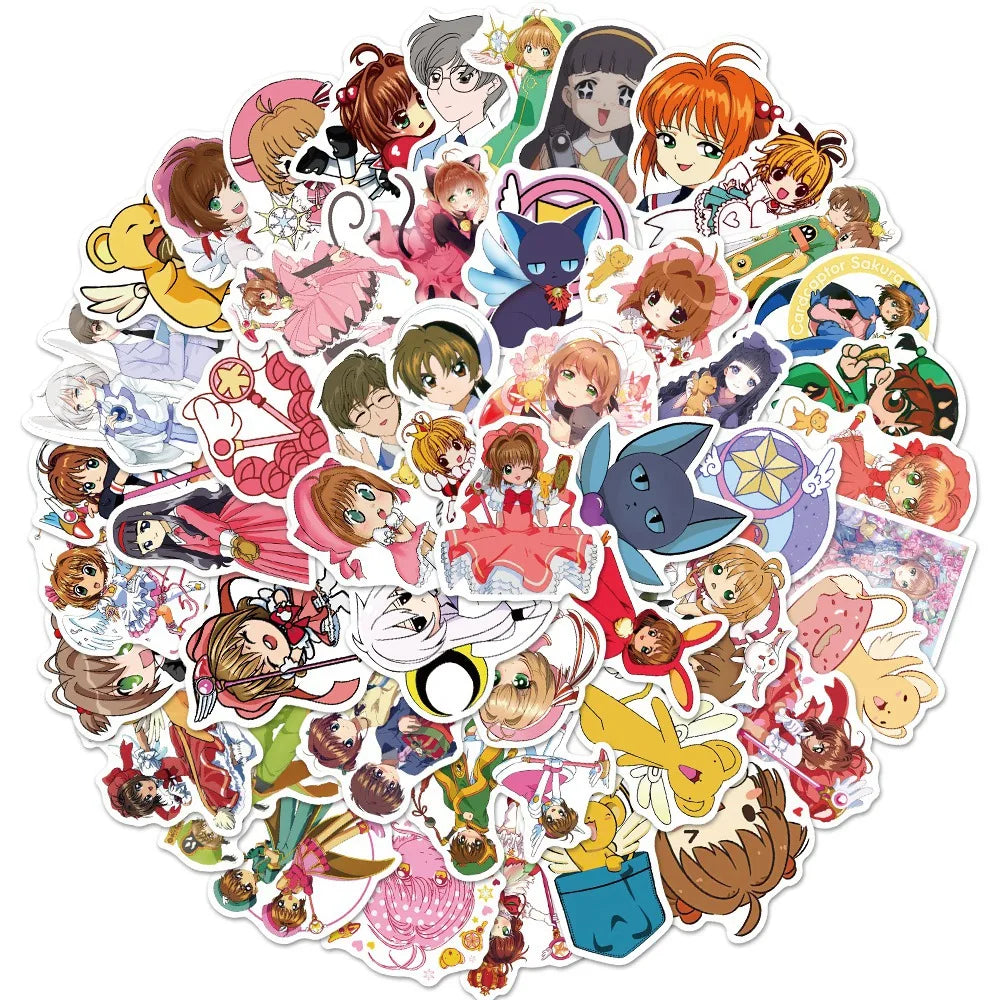 50PCS Cardcaptor Sakura Anime Sticker for Girls Bottle Notebook Skateboard Clow Card