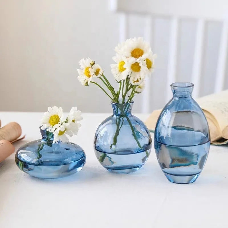Modern Light Luxury Mini Three-piece Set Small Vase clear Glass Aromatherapy Vase Color Set Living Room Dining Table Glass Vase