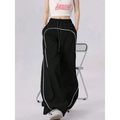 Sporty Striped Track Pants Street Style Adjustable Cinch Baggy Women' Sweat Pant Track Pant Elastic Waistband Trouser for Women