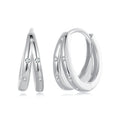 925 Sterling Silver Simple Zircon Double Layers Ear Buckles Women Wedding Circle Hoop Earrings Party Jewelry Accessories BSE938