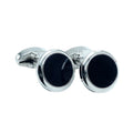Black Onyx Stone Tuxedo Cufflink and Stud Set Luxury Men's Jewelry Button Accessories Silver Round Cuff Links for Men Shirt Gift