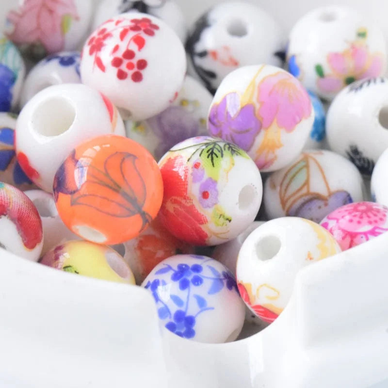 Wholesale 10mm Ceramic Beads Colorful Loose Beads100pcs/bag for DIY Necklaces Bracelets Jewelry Making