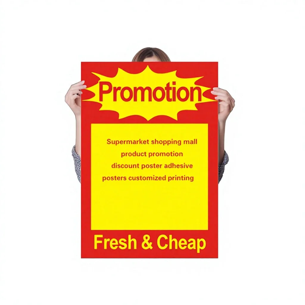 Supermarket Shopping Mall Product Promotion Discount Adhesive Posters Customized Digital Printing Art/Offset Paper Varnishing