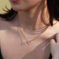 Delicate Love Heart Pendent Shinny Zircon Inladed Necklace 18K Gold Plated Jewelry for Couple Valentine Gift