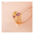 New Luxury S925 Silver Gemstone Jewelry Stacked Style Trendy Niche Design 14k Gold Plated Amethyst Fine Crown Rings for Women