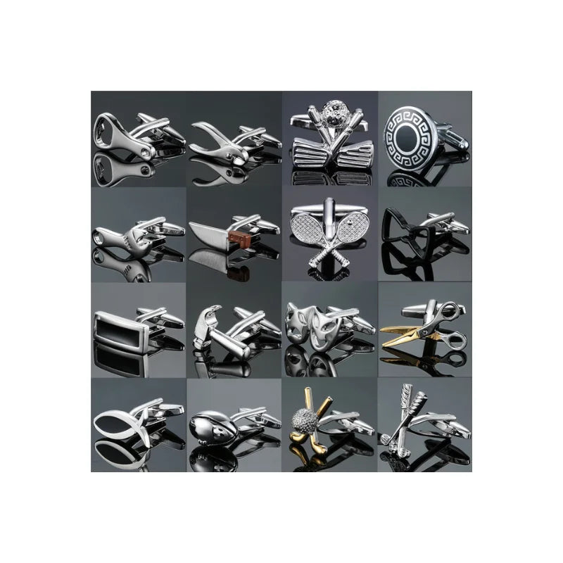 Gold and Silver Color Two Tone Sports Equipment Gadget Shape Cufflinks Men's French Shirt Wholesale Cufflinks for Party