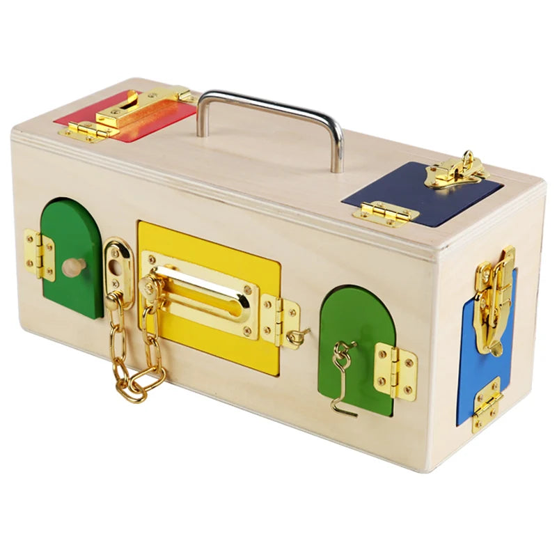 Lock Box Exercises Montessori Materials Educational Wooden Toy Equipment