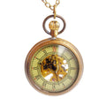 BOSHIYA Antique Pure Brass Open Face Mechanical Pocket Watch with 24 Hours Display  and Mini Second