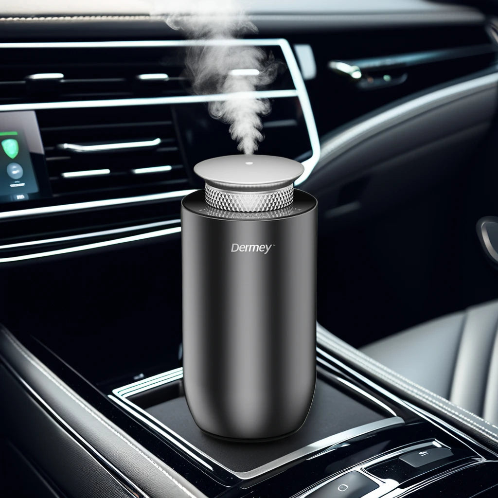 Dermey Luxury Small Electric Aroma Diffuser All Aluminum Alloy Material Waterless Fragrance Home Car Bluetooth Enabled 1 Year