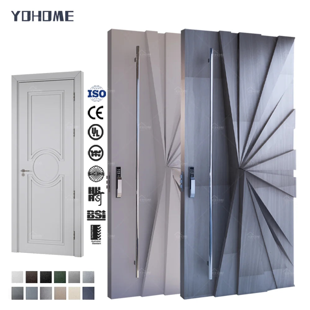 Yohome Custom 3D Stylish Front Entry Doors Contemporary Durable Entry Door Weather Resistant Cast Aluminum Front Doors