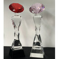 ADL Red and Pink Diamond High-Quality Crystal Glass Trophy Awards Custom Logo Trophies Awards with Black Base