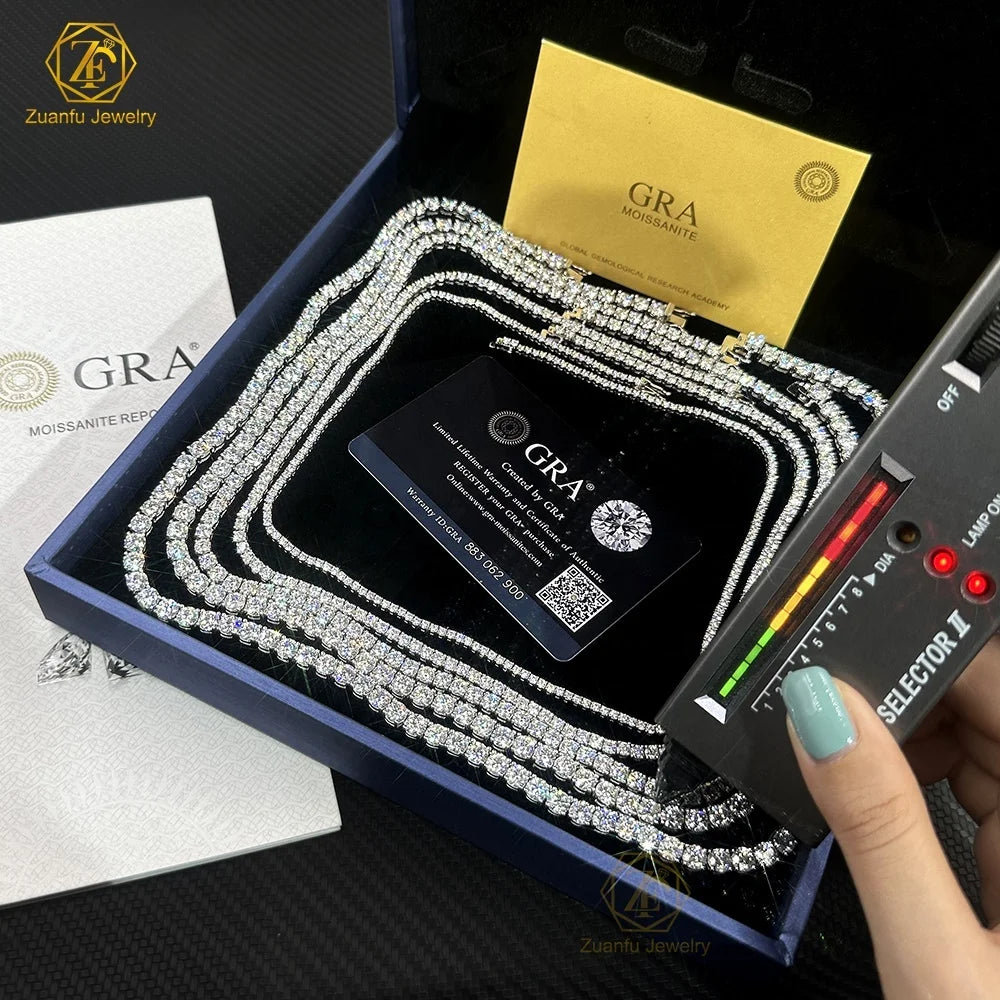 Cheapest Price Hip Hop 925 Silver Men Women Fine Jewelry Gra VVS Moissanite Diamond Tennis Chain 3MM 4MM 5MM Necklace Bracelet