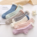 Wholesale Cozy Coral Fleece Fluffy Sleeping Socks Women Warm Plush Fuzzy Socks