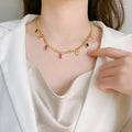 Retro Style Accessories with Geometric Inlay of Zircon Tassels Fashionable Necklace Exquisite Korean Collarbone Chain