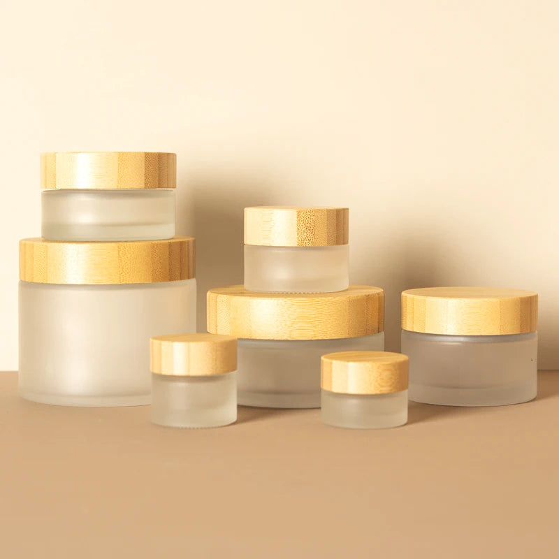 Eco-Friendly 100g Biodegradable Bamboo Cream Jars 5ml/20ml Capacity Screw Cap Cosmetic Packaging for Creams and Lotions