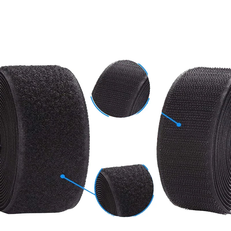 Eco-Friendly 1" 25mm Nylon Elastic Hook and Loop Fastener Tape Die Cut Durable Self-Adhesive Roll Strap for Garment Bag Storage