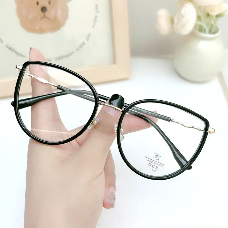 2023 Fashion Metal Spectacle Eyeglasses Frames Cat Eye Optical Anti Blue Light Glasses Frame for Women