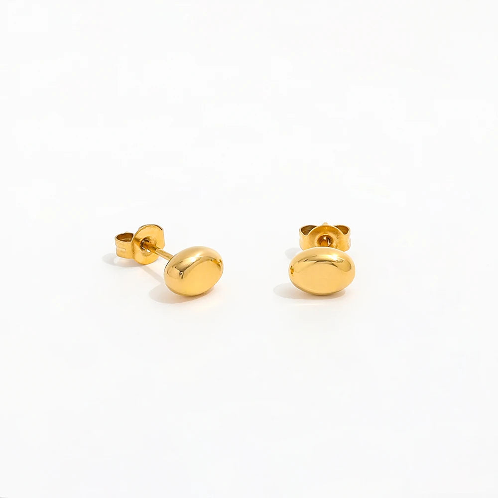 Fenny 18K Gold-plated Wholesale Classic Dainty Chunky Flat Bead Romantic Rose Flower Stud Stainless Steel Earring