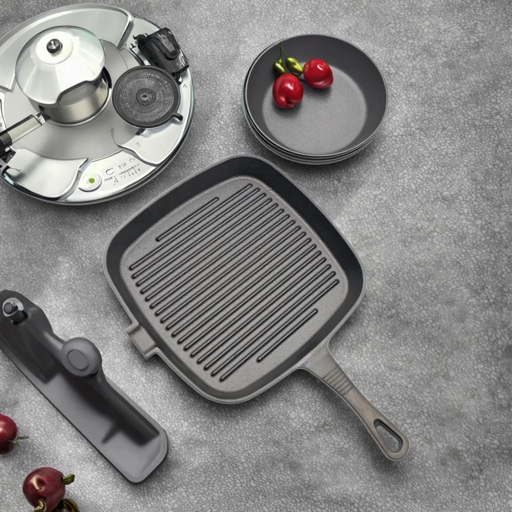 Cast Iron Square Steak Frying Pan Non-Stick Cast Iron Home Kitchen Cookware for All Stoves