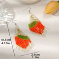Simple Bohemian Ethnic Style Miyuki Seed Bead Woven Long Geometric Fan-shaped Tassel Earrings